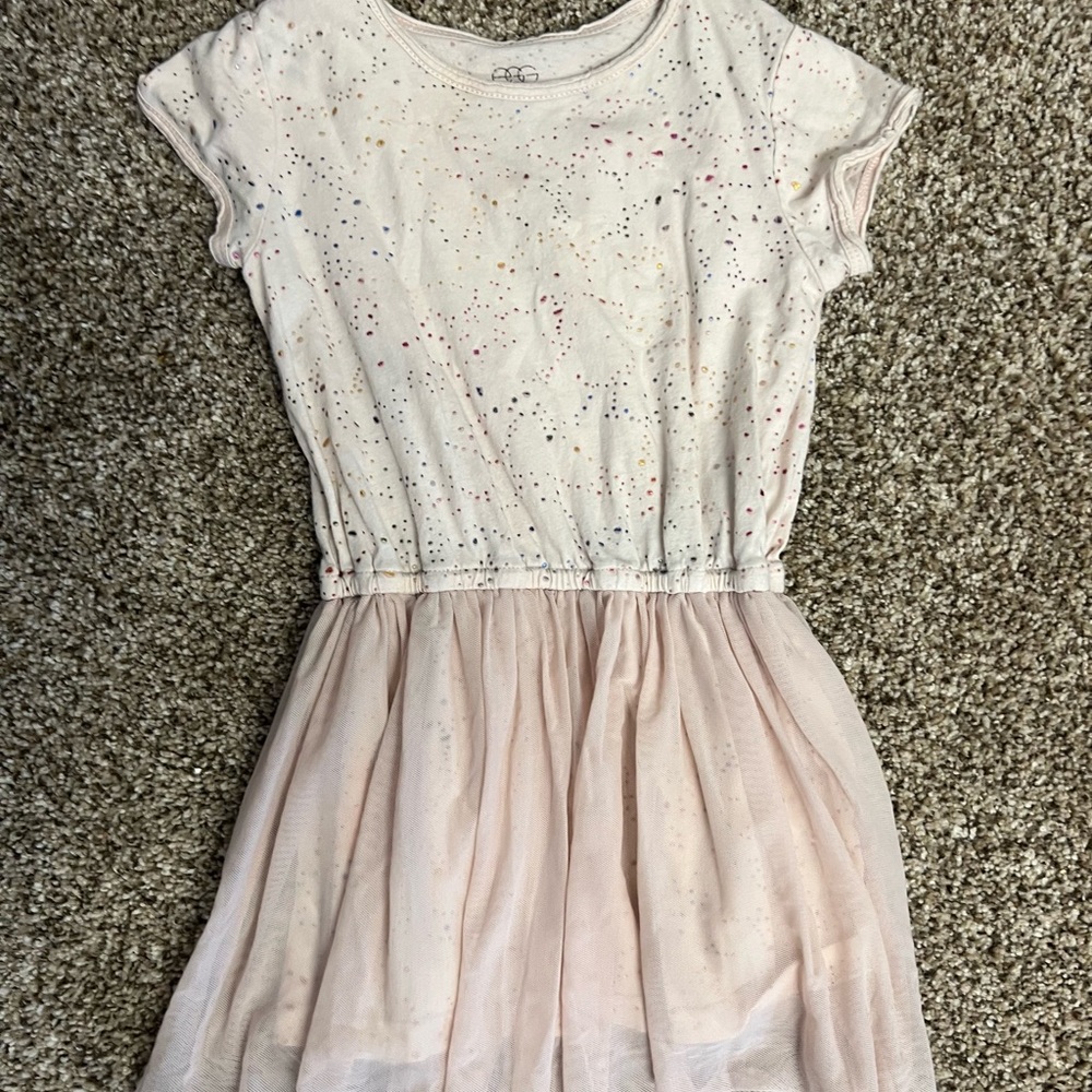 Pink and White Pleated Sundress with Flutter Cap Sleeves